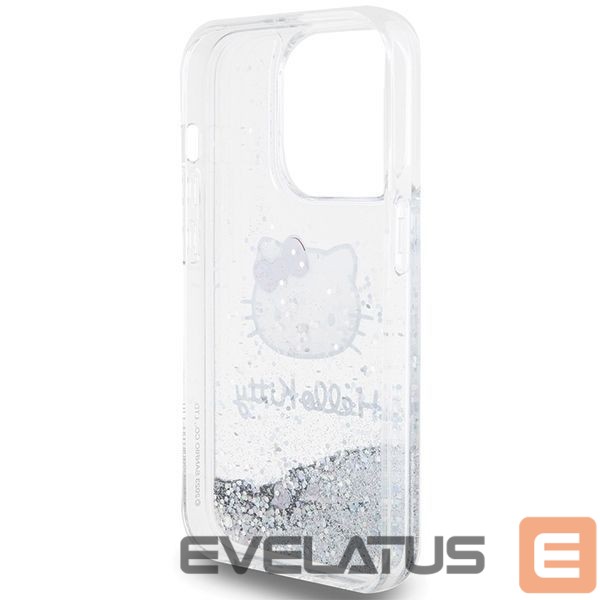 Aizmugurējais vāciņš Hello Kitty Hello Kitty Liquid Glitter Charms Kitty Head case for iPhone 14 Pro - silver