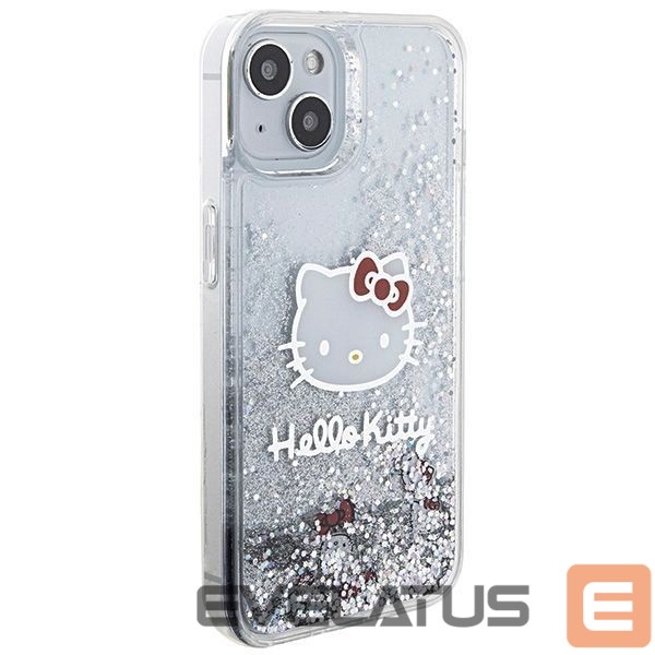 Aizmugurējais vāciņš Hello Kitty Hello Kitty Liquid Glitter Charms Kitty Head case for iPhone 14 - silver