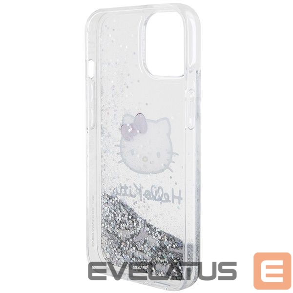 Aizmugurējais vāciņš Hello Kitty Hello Kitty Liquid Glitter Charms Kitty Head case for iPhone 14 - silver