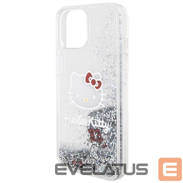 Aizmugurējais vāciņš Hello Kitty Hello Kitty Liquid Glitter Charms Kitty Head case for iPhone 14 - silver