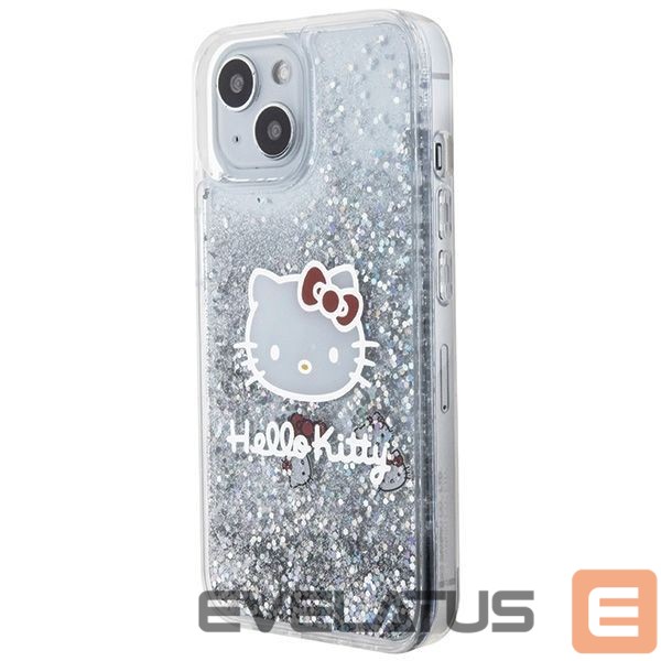 Aizmugurējais vāciņš Hello Kitty Hello Kitty Liquid Glitter Charms Kitty Head case for iPhone 14 - silver