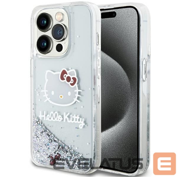 Aizmugurējais vāciņš Hello Kitty Hello Kitty Liquid Glitter Charms Kitty Head case for iPhone 14 Pro Max - silver