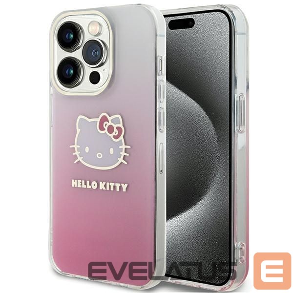 Aizmugurējais vāciņš Hello Kitty Hello Kitty IML Gradient Electrop Kitty Head case for iPhone 15 Pro - pink