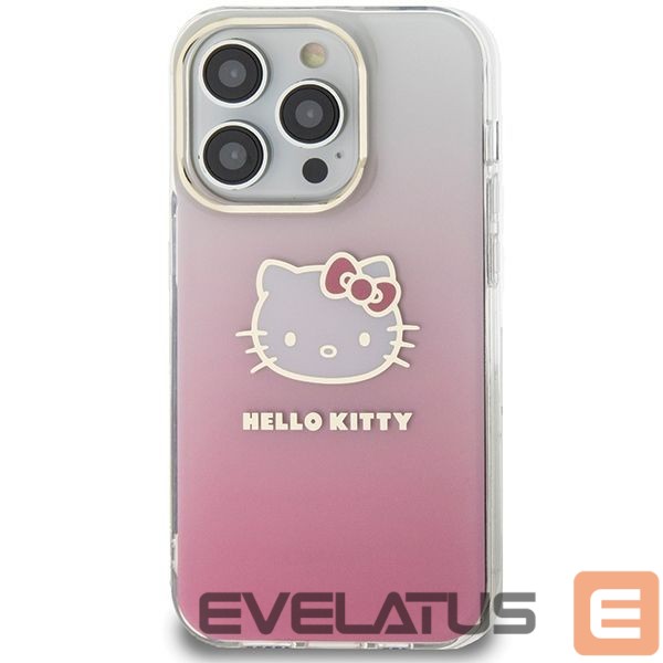 Aizmugurējais vāciņš Hello Kitty Hello Kitty IML Gradient Electrop Kitty Head case for iPhone 15 Pro - pink