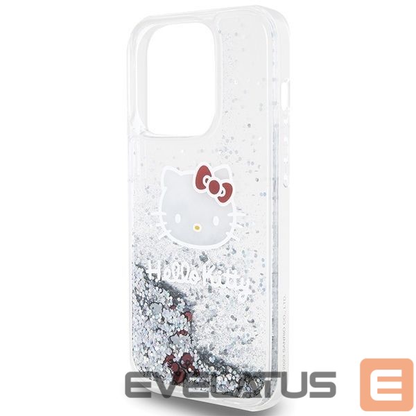 Aizmugurējais vāciņš Hello Kitty Hello Kitty Liquid Glitter Charms Kitty Head case for iPhone 15 Pro - silver