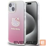 Aizmugurējais vāciņš Hello Kitty  Hello Kitty IML Gradient Electrop Kitty Head case for iPhone 15 - pink 
