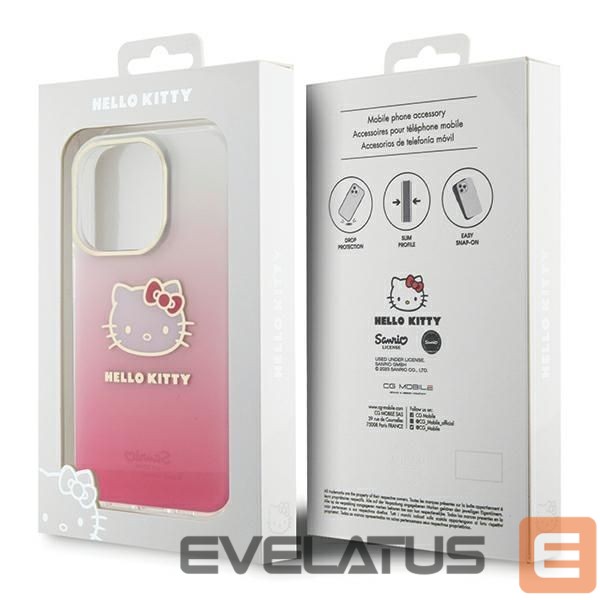 Aizmugurējais vāciņš Hello Kitty Hello Kitty IML Gradient Electrop Kitty Head case for iPhone 15 Pro Max - pink