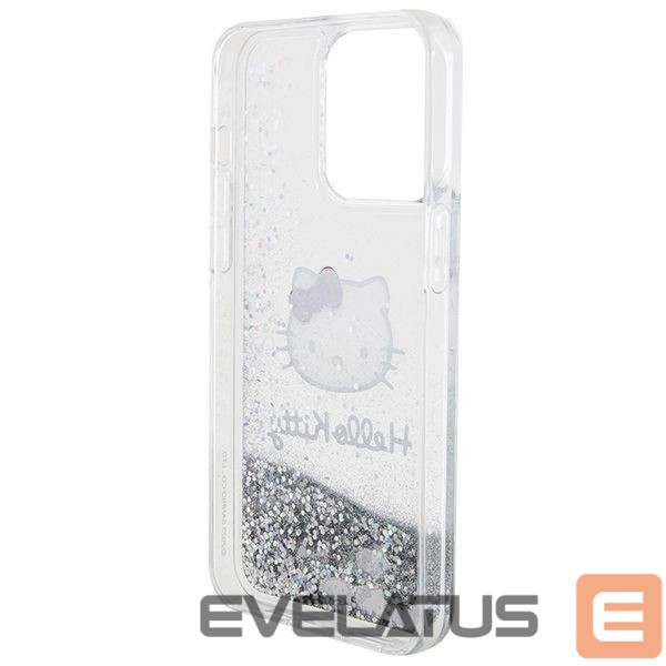 Aizmugurējais vāciņš Hello Kitty Hello Kitty Liquid Glitter Charms Kitty Head case for iPhone 15 Pro Max - silver