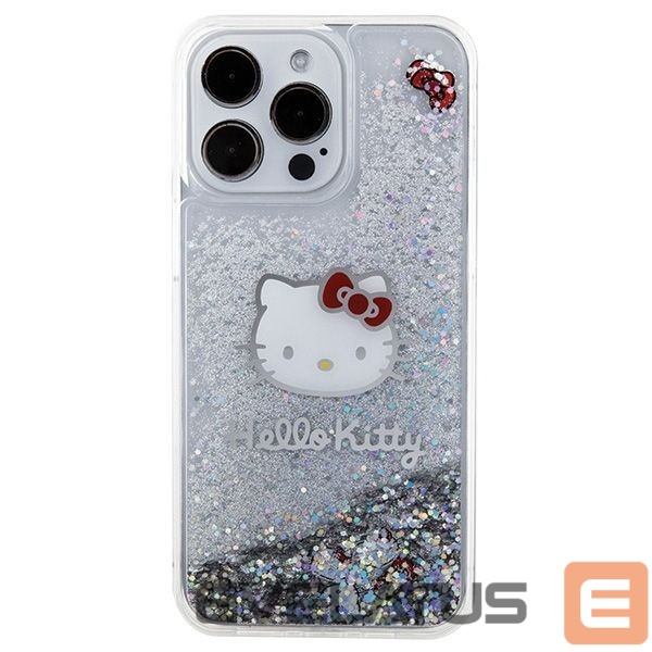 Aizmugurējais vāciņš Hello Kitty Hello Kitty Liquid Glitter Charms Kitty Head case for iPhone 15 Pro Max - silver