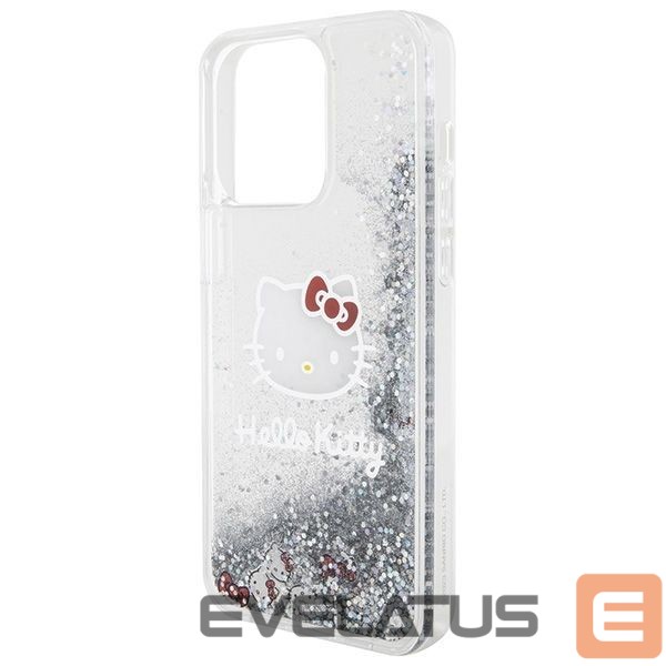 Aizmugurējais vāciņš Hello Kitty Hello Kitty Liquid Glitter Charms Kitty Head case for iPhone 15 Pro Max - silver