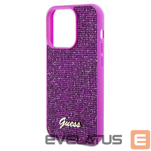 Aizmugurējais vāciņš Guess Guess Disco Metal Script case for iPhone 14 Pro - fuchsia