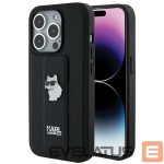 Aizmugurējais vāciņš Karl Lagerfeld  Karl Lagerfeld Gripstand Saffiano Choupette Pins case for iPhone 14 Pro - black 