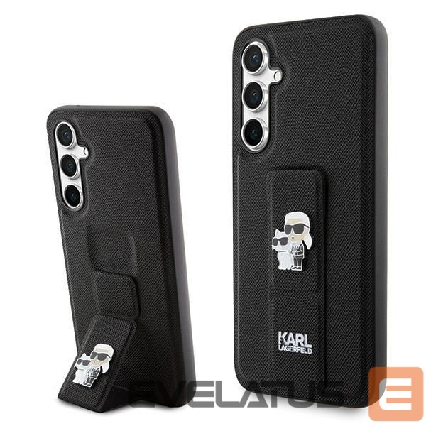 Aizmugurējais vāciņš Karl Lagerfeld Karl Lagerfeld Gripstand Saffiano Karl&Choupette Pins case for Samsung Galaxy S23 FE - black