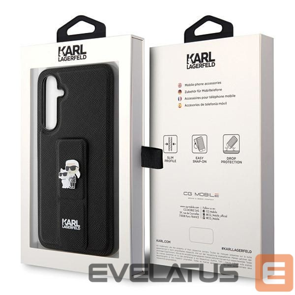 Aizmugurējais vāciņš Karl Lagerfeld Karl Lagerfeld Gripstand Saffiano Karl&Choupette Pins case for Samsung Galaxy S23 FE - black