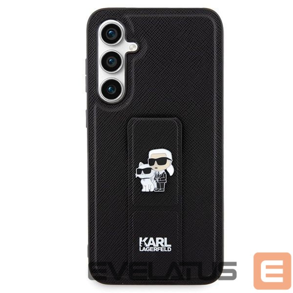 Aizmugurējais vāciņš Karl Lagerfeld Karl Lagerfeld Gripstand Saffiano Karl&Choupette Pins case for Samsung Galaxy S23 FE - black