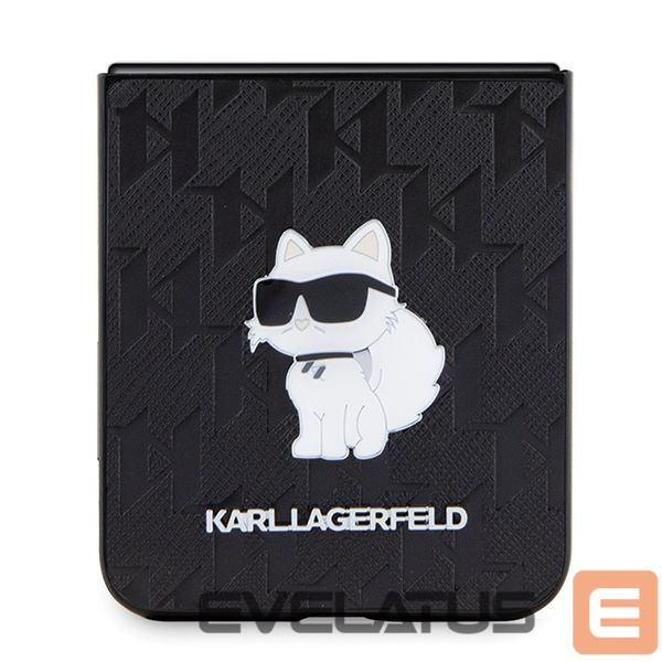 Aizmugurējais vāciņš Karl Lagerfeld Karl Lagerfeld Saffiano Monogram Choupette Pin case for Samsung Galaxy Z Flip 5 - black
