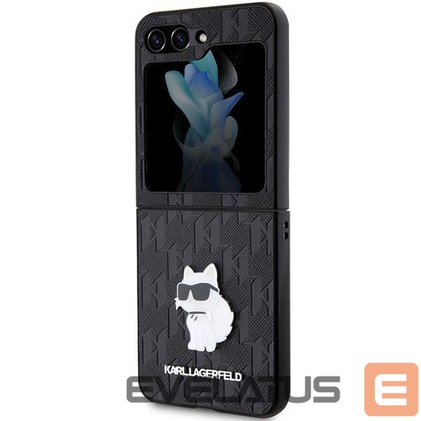 Aizmugurējais vāciņš Karl Lagerfeld Karl Lagerfeld Saffiano Monogram Choupette Pin case for Samsung Galaxy Z Flip 5 - black