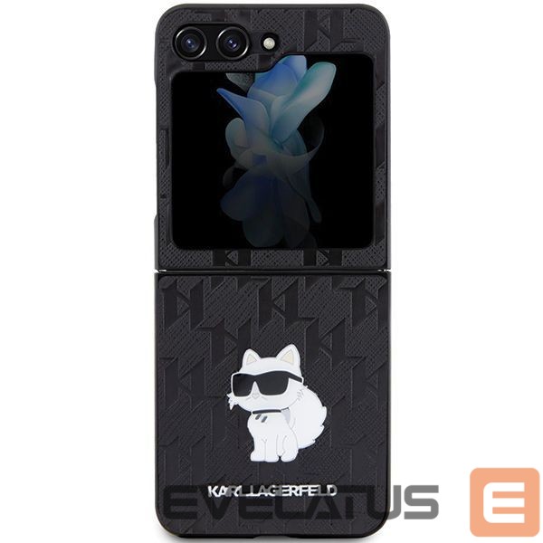 Aizmugurējais vāciņš Karl Lagerfeld Karl Lagerfeld Saffiano Monogram Choupette Pin case for Samsung Galaxy Z Flip 5 - black