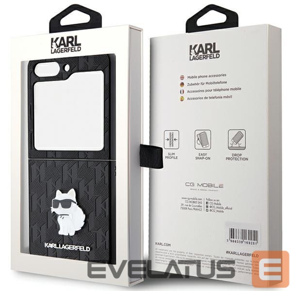 Aizmugurējais vāciņš Karl Lagerfeld Karl Lagerfeld Saffiano Monogram Choupette Pin case for Samsung Galaxy Z Flip 5 - black