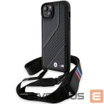 Aizmugurējais vāciņš BMW  BMW M Edition Carbon Stripe & Strap case for iPhone 15 Plus / 14 Plus - black 