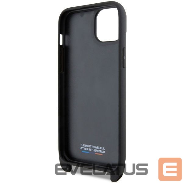 Aizmugurējais vāciņš BMW BMW M Edition Carbon Tricolor Lines & Strap case for iPhone 15 Plus / 14 Plus - black