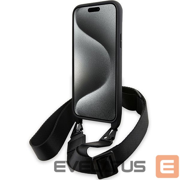 Aizmugurējais vāciņš BMW BMW M Edition Carbon Tricolor Lines & Strap case for iPhone 15 Plus / 14 Plus - black