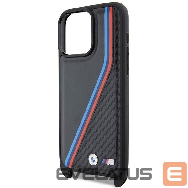 Aizmugurējais vāciņš BMW BMW M Edition Carbon Tricolor Lines & Strap case for iPhone 15 Pro Max - black