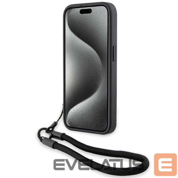 Aizmugurējais vāciņš BMW BMW Signature Leather Wordmark Cord case for iPhone 15 Pro Max - black