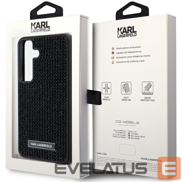 Aizmugurējais vāciņš Karl Lagerfeld Karl Lagerfeld Rhinestone Metal Logo case for Samsung Galaxy S24+ - black