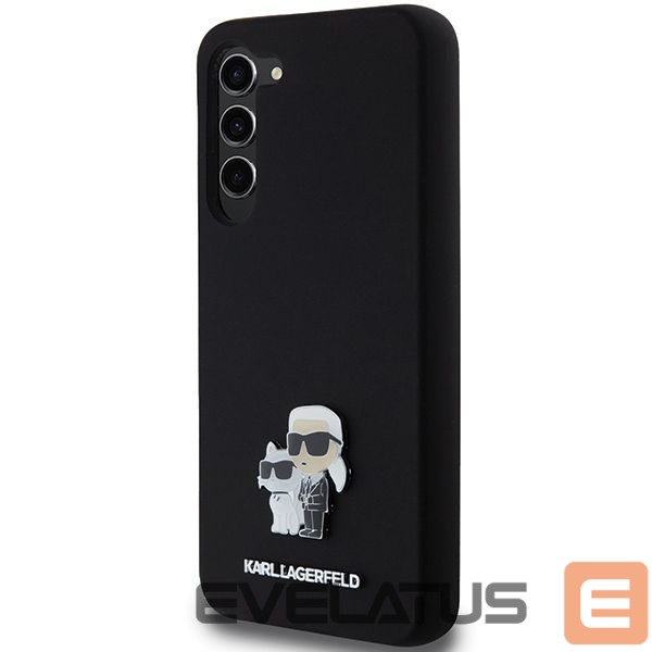 Aizmugurējais vāciņš Karl Lagerfeld Karl Lagerfeld Silicone Karl&Choupette Metal Pin case for Samsung Galaxy S23+ - black