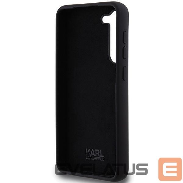 Aizmugurējais vāciņš Karl Lagerfeld Karl Lagerfeld Silicone Karl&Choupette Metal Pin case for Samsung Galaxy S23+ - black