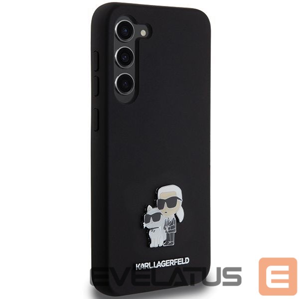 Aizmugurējais vāciņš Karl Lagerfeld Karl Lagerfeld Silicone Karl&Choupette Metal Pin case for Samsung Galaxy S23+ - black