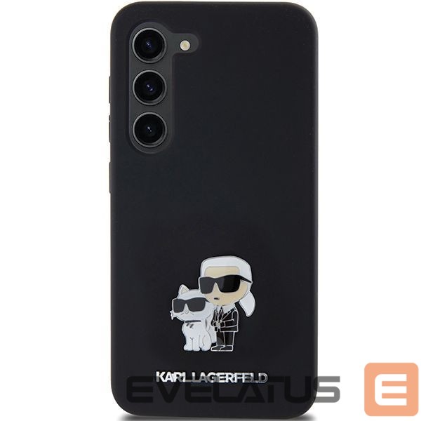 Aizmugurējais vāciņš Karl Lagerfeld Karl Lagerfeld Silicone Karl&Choupette Metal Pin case for Samsung Galaxy S23 - black