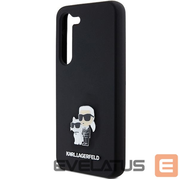 Aizmugurējais vāciņš Karl Lagerfeld Karl Lagerfeld Silicone Karl&Choupette Metal Pin case for Samsung Galaxy S23 - black