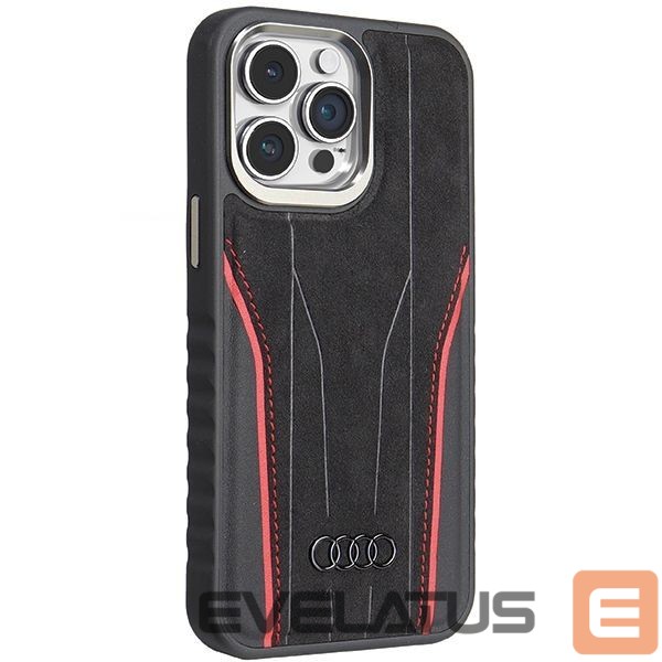 Cits mobilo telefonu aksesuārs Audi Audi Genuine Leather case with MagSafe for iPhone 15 Pro - black and red