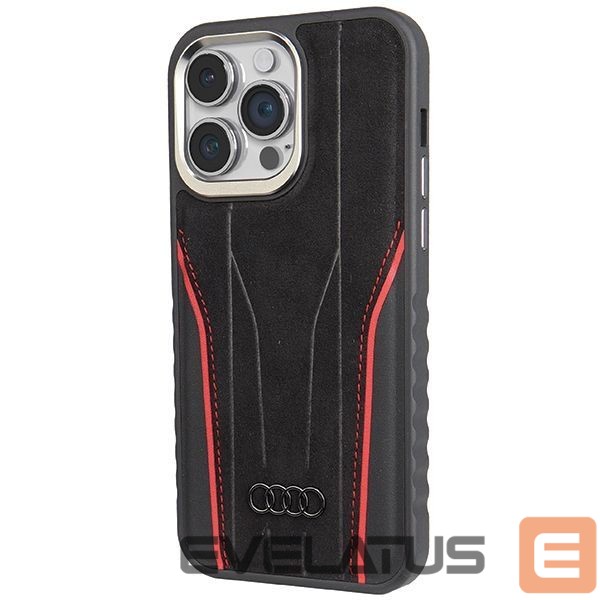 Cits mobilo telefonu aksesuārs Audi Audi Genuine Leather case with MagSafe for iPhone 15 Pro - black and red