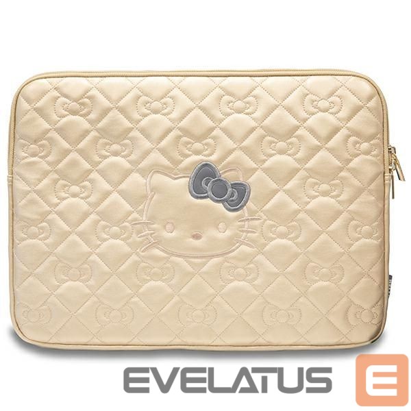 Cits mobilo telefonu aksesuārs Hello Kitty Hello Kitty Zip PU Quilted Bows case for a 14" laptop - gold