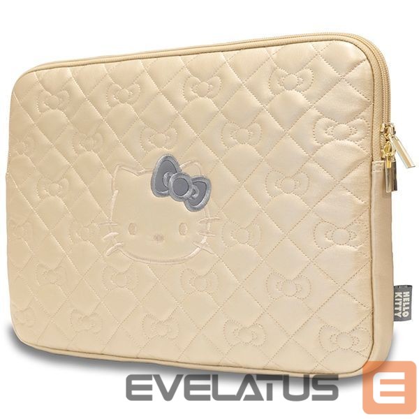 Cits mobilo telefonu aksesuārs Hello Kitty Hello Kitty Zip PU Quilted Bows case for a 14" laptop - gold