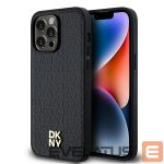Cits mobilo telefonu aksesuārs DKNY  DKNY Leather Monogram Pattern Metal Logo MagSafe Case for iPhone 14 Pro Max - Black 