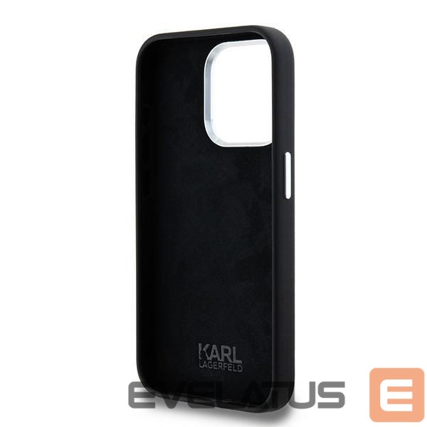 Cits mobilo telefonu aksesuārs Karl Lagerfeld Karl Lagerfeld Silicone Metal Script Logo case for iPhone 15 Pro - black