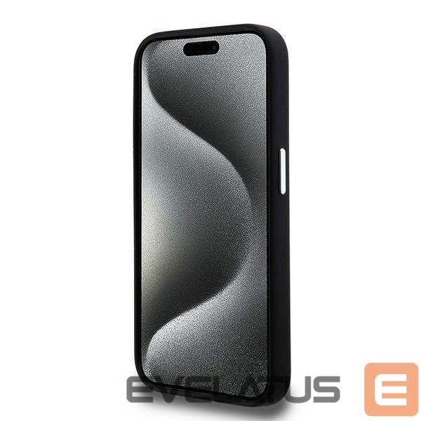 Cits mobilo telefonu aksesuārs Karl Lagerfeld Karl Lagerfeld Silicone Metal Script Logo case for iPhone 15 Pro - black