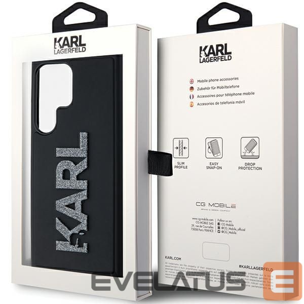 Cits mobilo telefonu aksesuārs Karl Lagerfeld Karl Lagerfeld 3D Rubber Glitter Logo case for Samsung Galaxy S24 Ultra - black