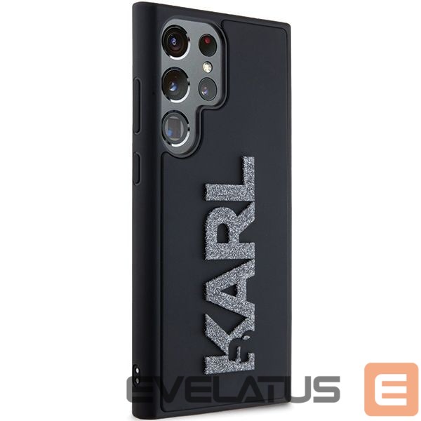 Cits mobilo telefonu aksesuārs Karl Lagerfeld Karl Lagerfeld 3D Rubber Glitter Logo case for Samsung Galaxy S24 Ultra - black