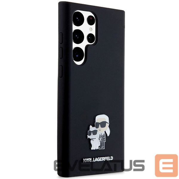 Cits mobilo telefonu aksesuārs Karl Lagerfeld Karl Lagerfeld Silicone Karl&Choupette Metal Pin case for Samsung Galaxy S24 Ultra - black