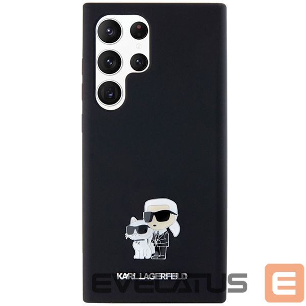 Cits mobilo telefonu aksesuārs Karl Lagerfeld Karl Lagerfeld Silicone Karl&Choupette Metal Pin case for Samsung Galaxy S24 Ultra - black