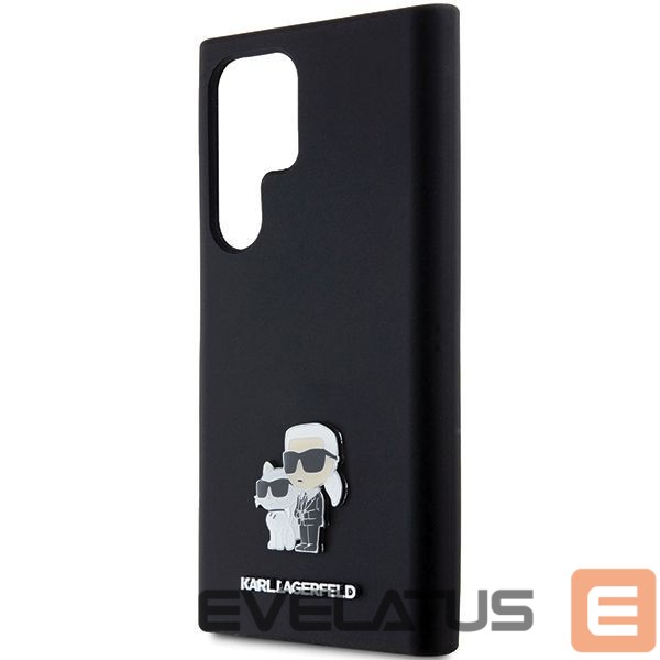 Cits mobilo telefonu aksesuārs Karl Lagerfeld Karl Lagerfeld Silicone Karl&Choupette Metal Pin case for Samsung Galaxy S24 Ultra - black