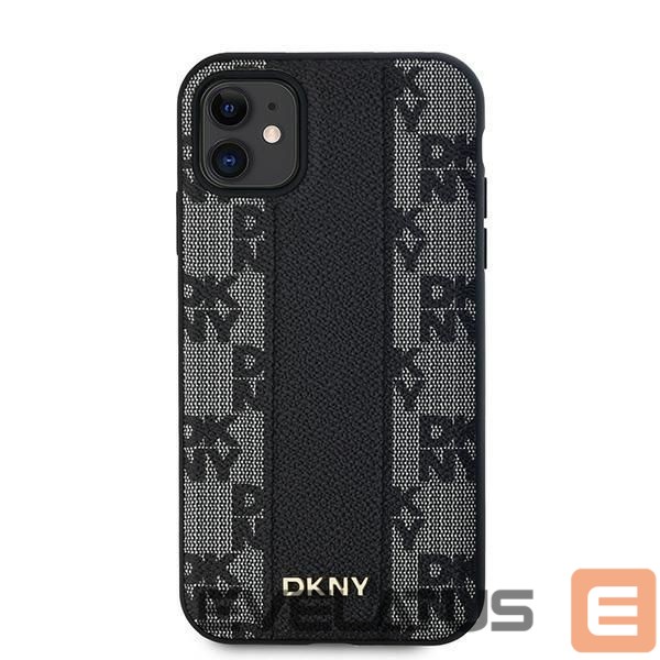 Cits mobilo telefonu aksesuārs DKNY DKNY Leather Checkered Mono Pattern MagSafe Case for iPhone 11 / Xr - Black