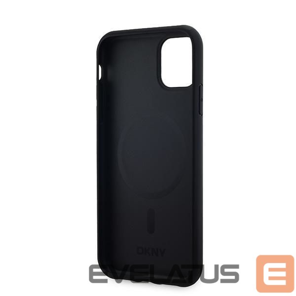 Cits mobilo telefonu aksesuārs DKNY DKNY Leather Checkered Mono Pattern MagSafe Case for iPhone 11 / Xr - Black