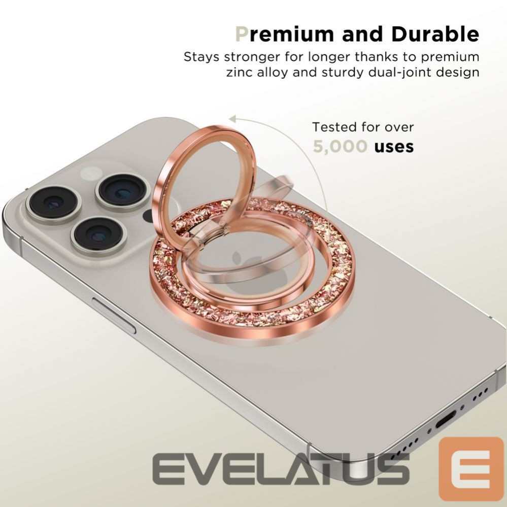 Auto turētājs Tech-Protect Tech-Protect MMR200 magnetic holder / ring with MagSafe - pink with crystals