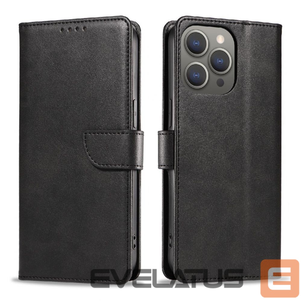 Aizmugurējais vāciņš Hurtel Leather Book Case for iPhone 16 - black